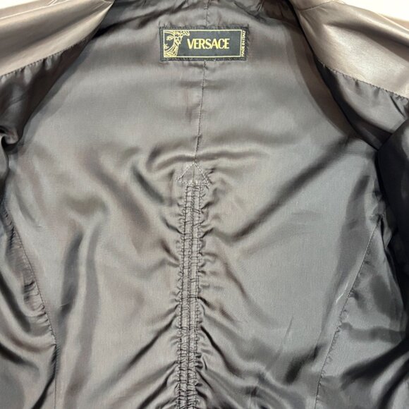 CRAZY COOL, SUPER RARE, NEW GIANNI VERSACE GRAY LEATHER PANT / JACKET SET 46 - Picture 10 of 16